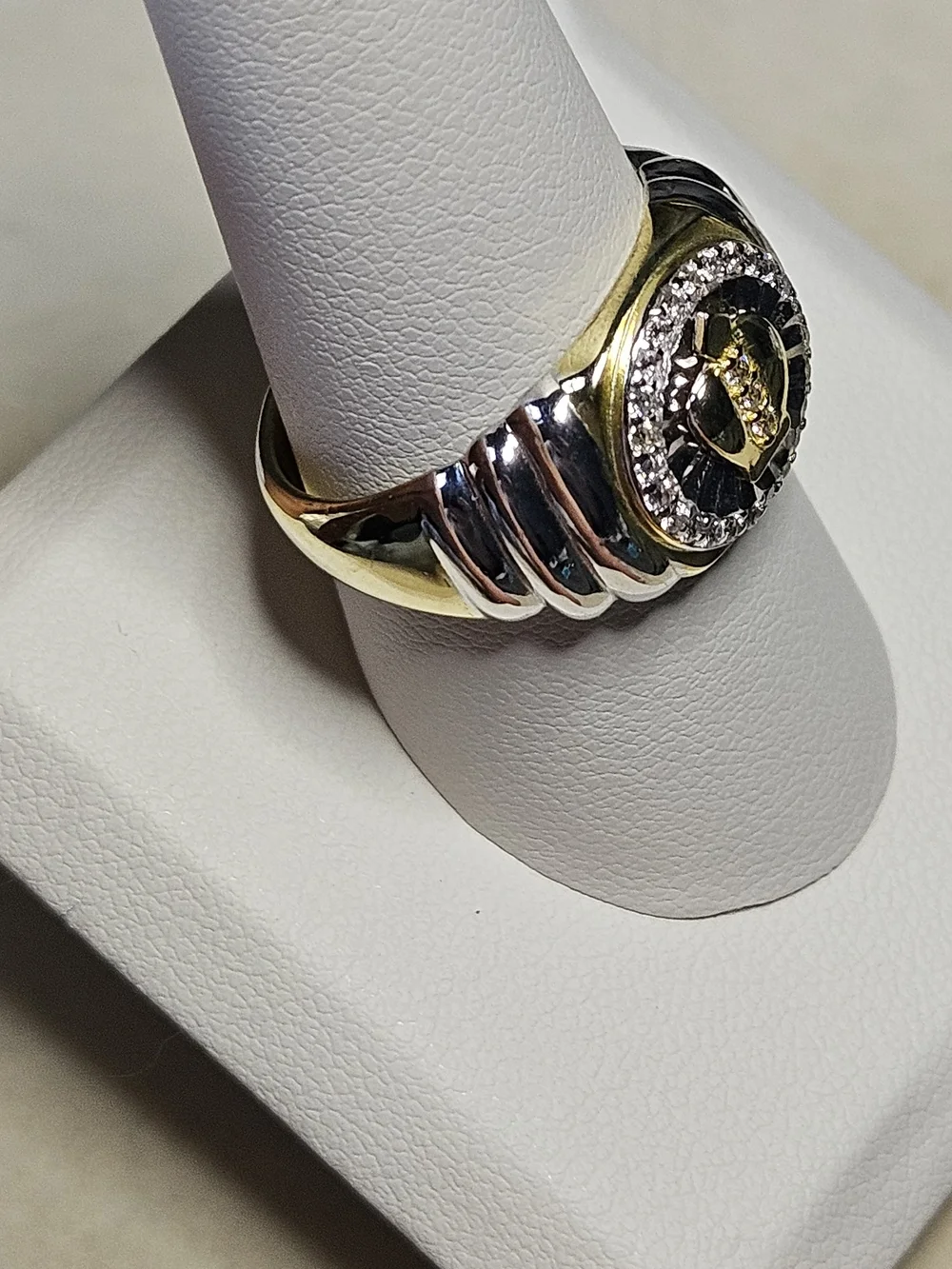 Men's Two-Tone Crown Signet Ring - 925 Sterling Silver